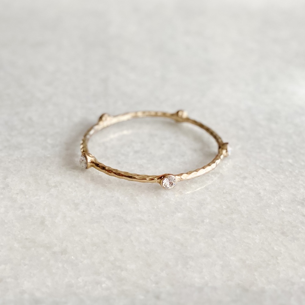 Gold Bangle Bracelet with Crystals